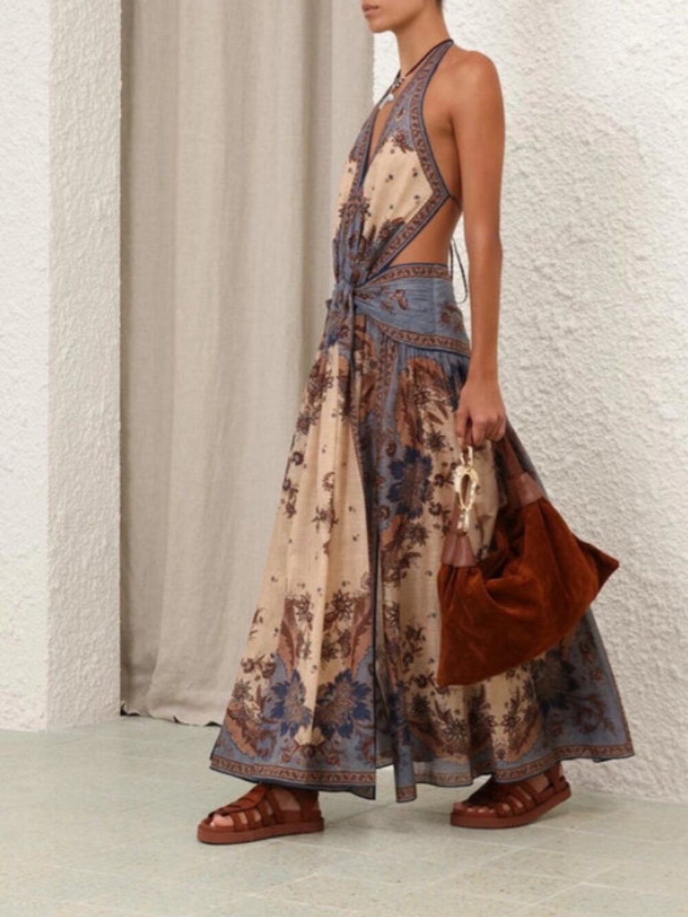 Zimmermann Ascension Plunge Halter Dress